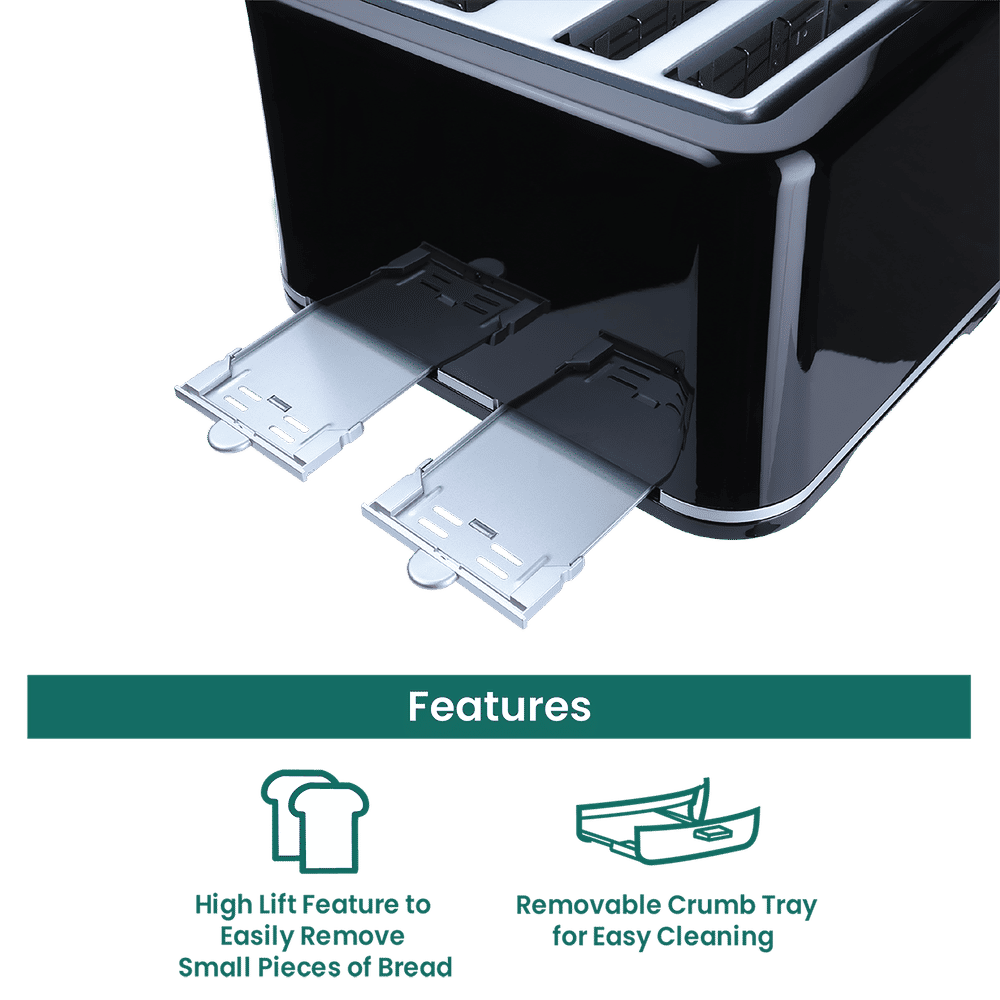 Buy Croma 1740W 4 Slice PopUp Toaster with Removable Crumb Tray (Black
